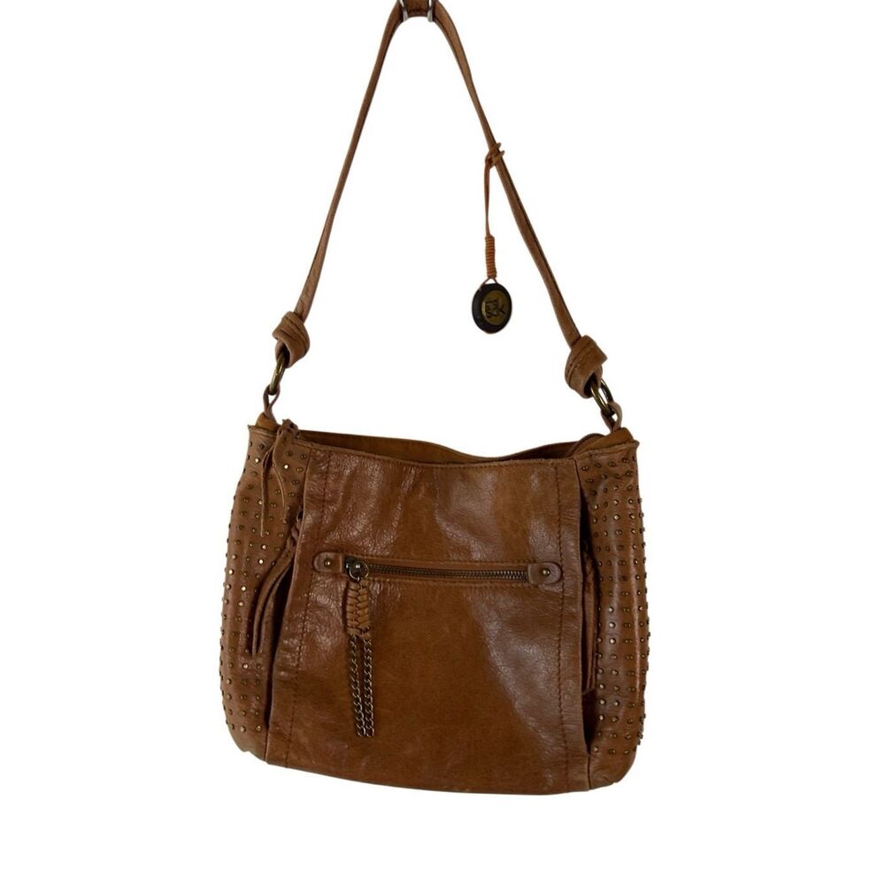 The Sak shoulder bag leather gold studs zipper‎ purse